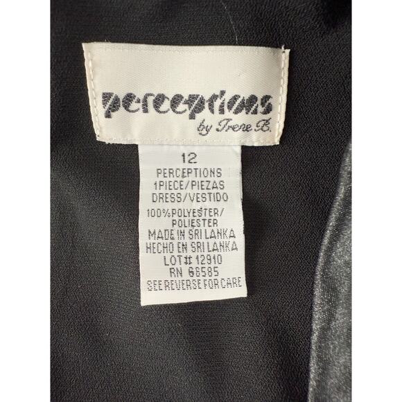 Perceptions Size 12 Shift Midi Dress Black Button Short Sleeve Zip - Picture 8 of 10